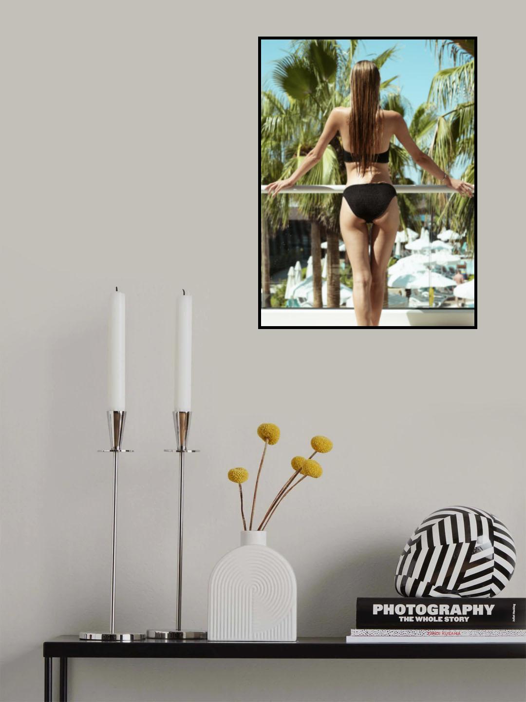 attractive woman in black bikini on summer vacation Poster och Canvastavla