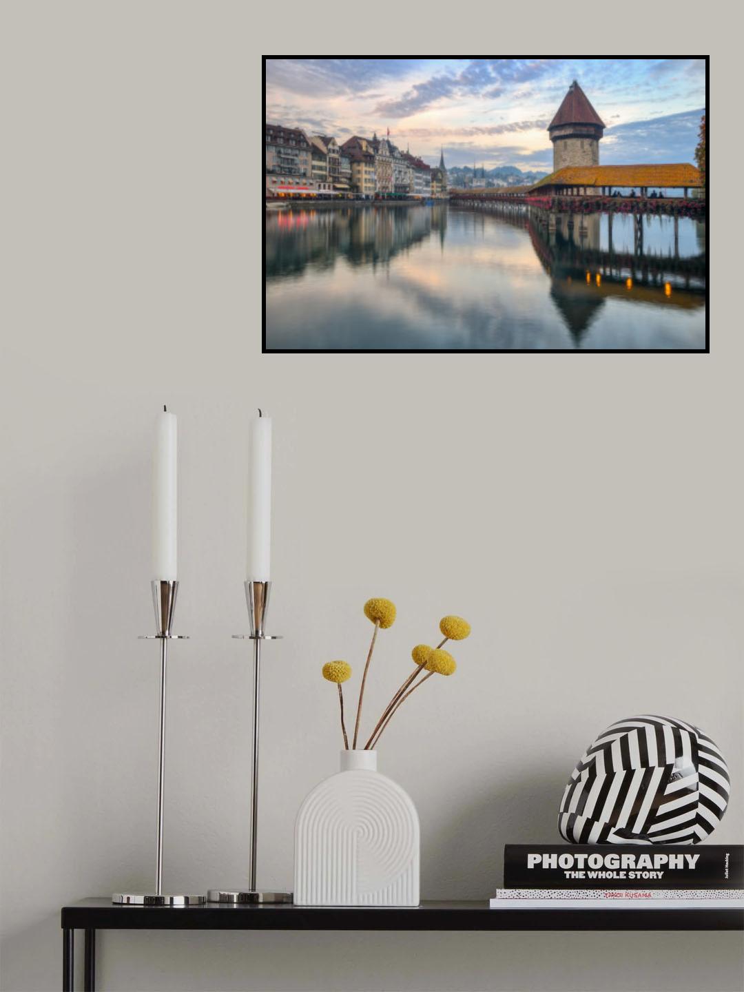 Chapel bridge in Lucerne, Switzerland Poster och Canvastavla