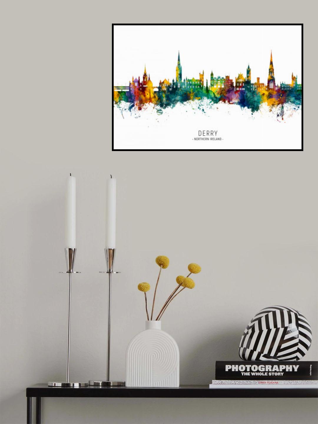 Derry Northern Ireland Skyline Poster och Canvastavla