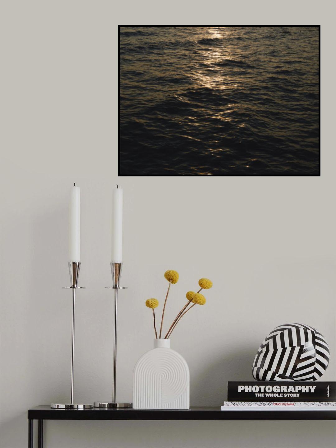 sea waves at sunset Poster och Canvastavla