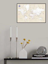 Rustic world map with cities, Deuce Poster och Canvastavla