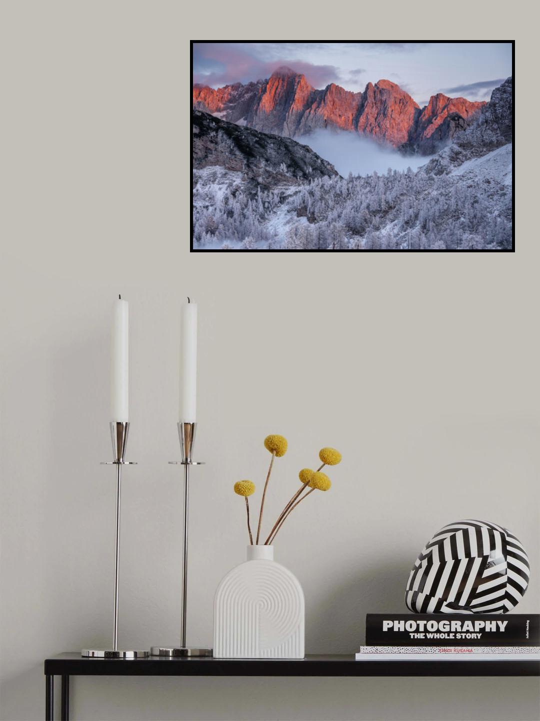 Winter sunset in the mountains Poster och Canvastavla