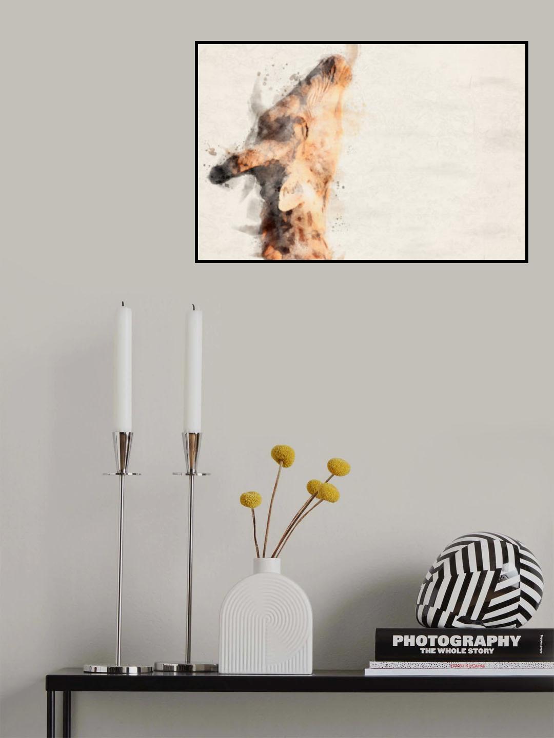 Abstract Giraffe Watercolor Art Poster och Canvastavla