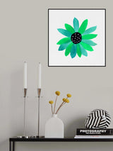 Floral Polka Dot Center Turquoise Poster och Canvastavla