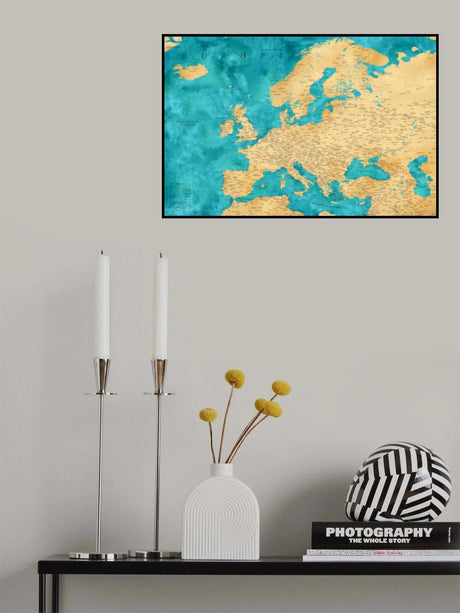 Lexy detailed Europe map Poster och Canvastavla