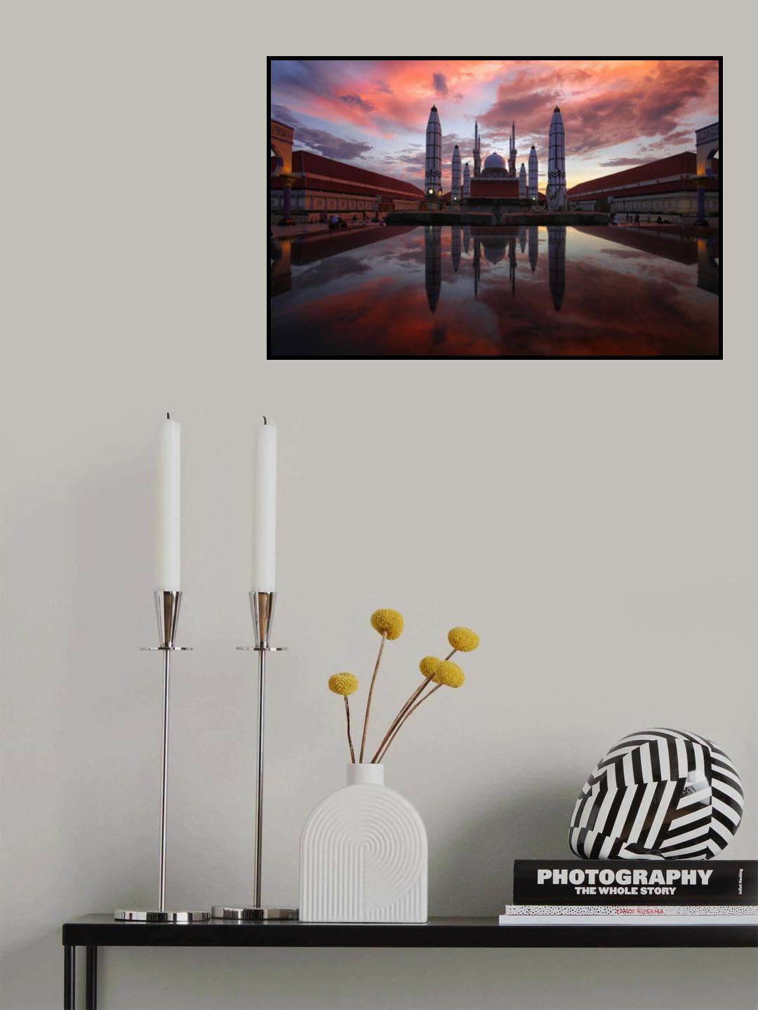 Great Mosque of Central Java, Indonesia, under sunset Poster och Canvastavla