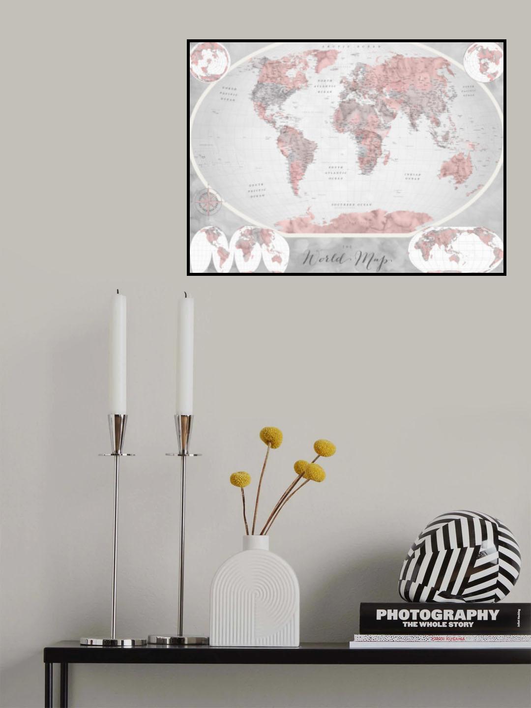 Classic world map in watercolor, Piper Poster och Canvastavla