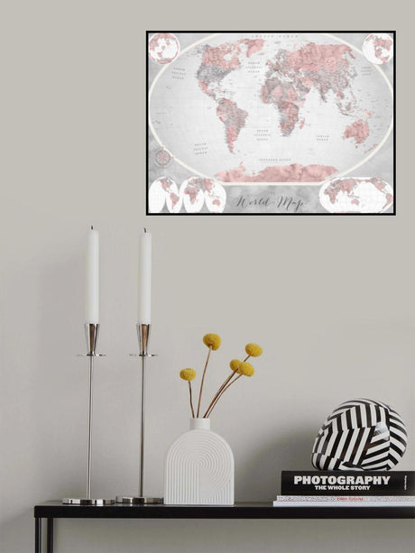 Classic world map in watercolor, Piper Poster och Canvastavla