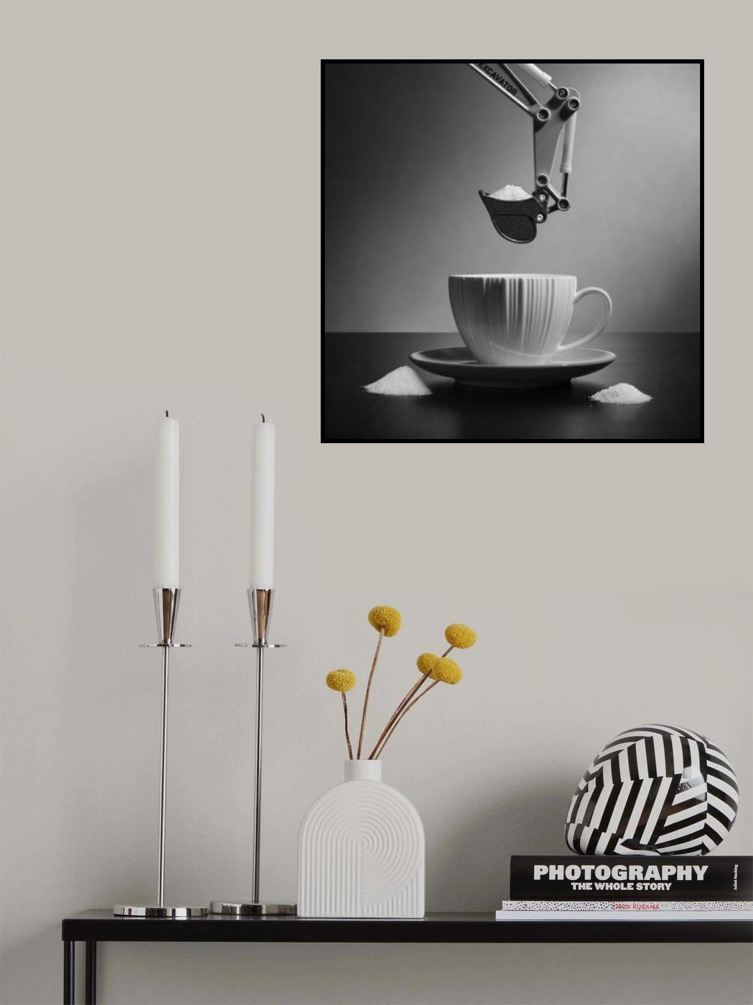 A cup of coffee  for the excavator operator Poster och Canvastavla