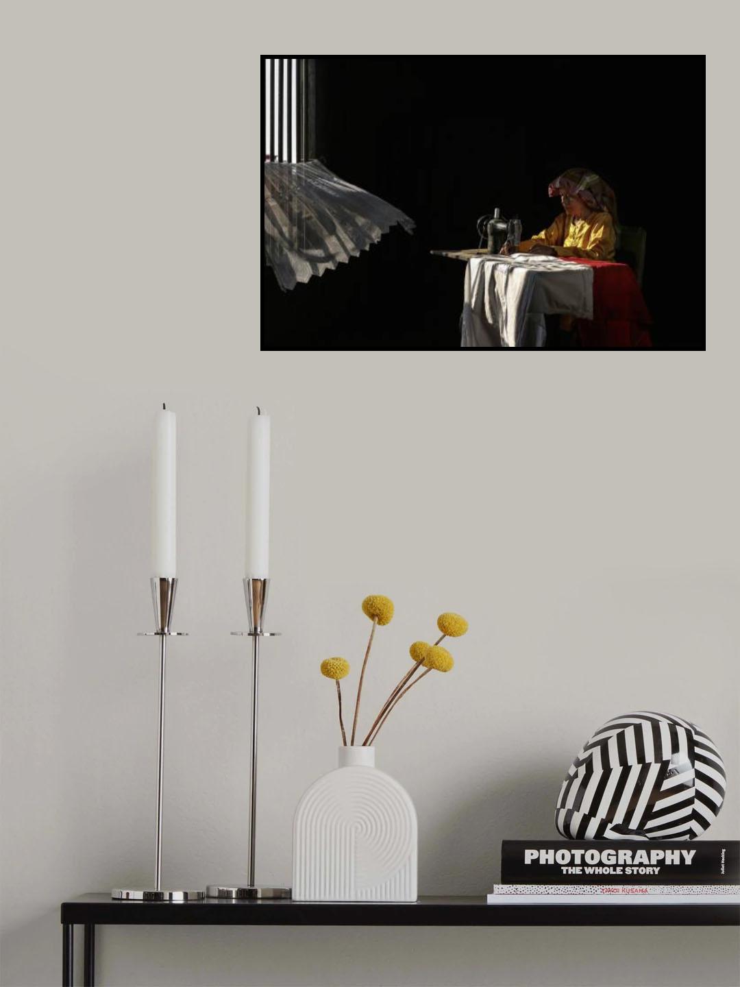 Sew in front of the window Poster och Canvastavla