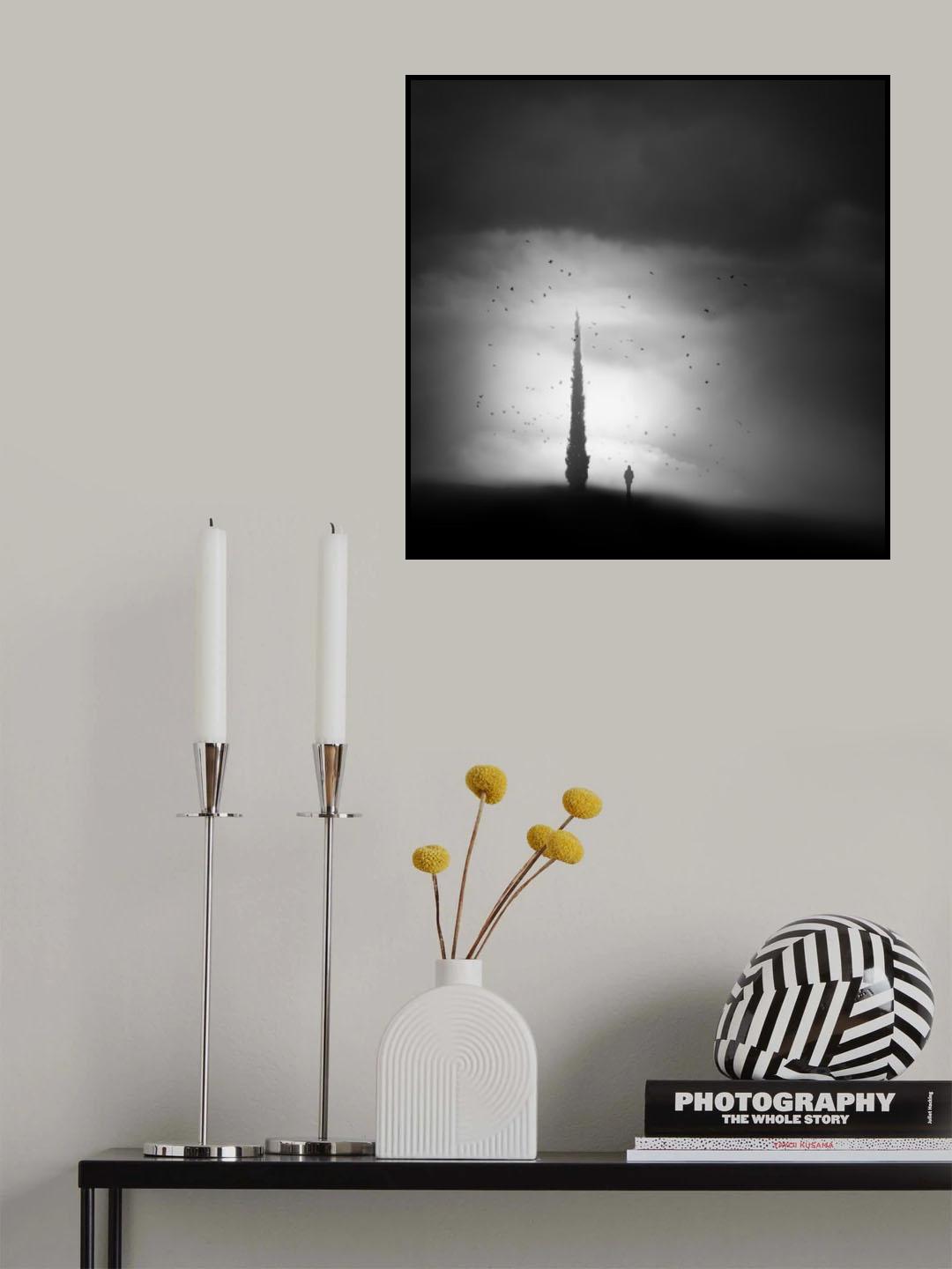 Alone with the cypress and birds Poster och Canvastavla