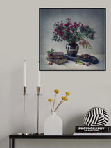 Chrysanthemums, old books and chinese date Poster och Canvastavla