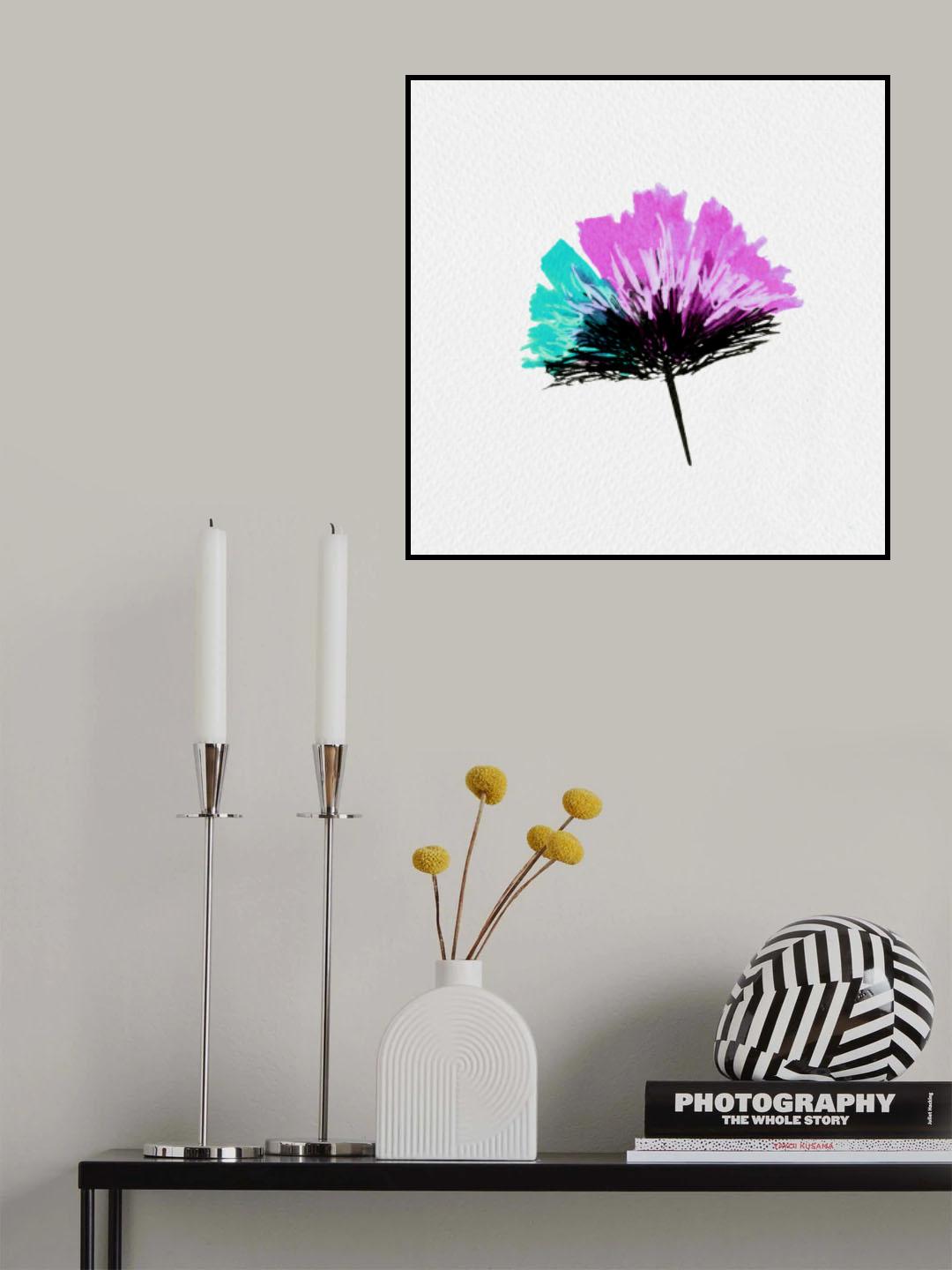 Single Feathery Flower Mint Lavender Poster och Canvastavla