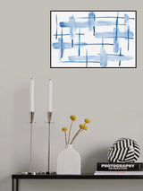 Abstract Lines Blue and White 05 Poster och Canvastavla