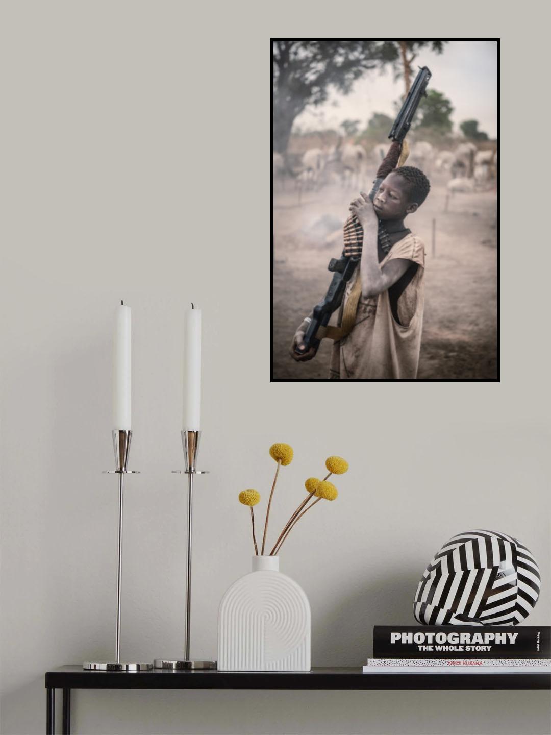 Mundari boy with PKM Poster och Canvastavla