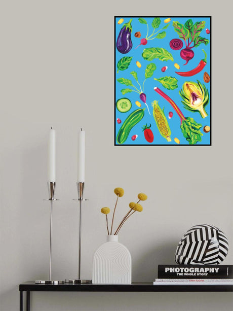 Spring Vegetables Blue Poster och Canvastavla