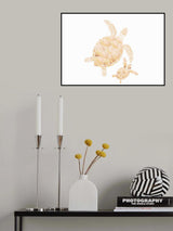 Landscape gold turtles white Poster och Canvastavla