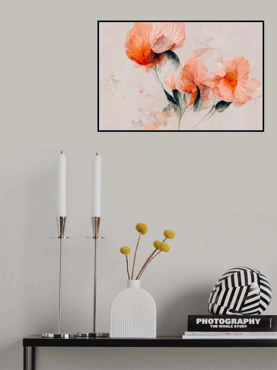 Filigree Coral Flowers Poster och Canvastavla