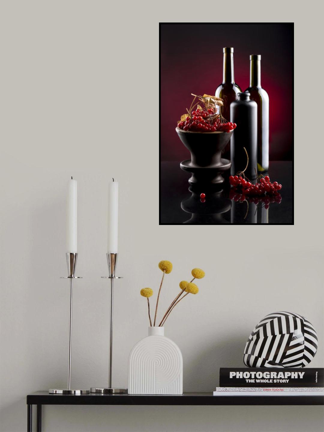Red viburnum. Hypertonic still life. Poster och Canvastavla