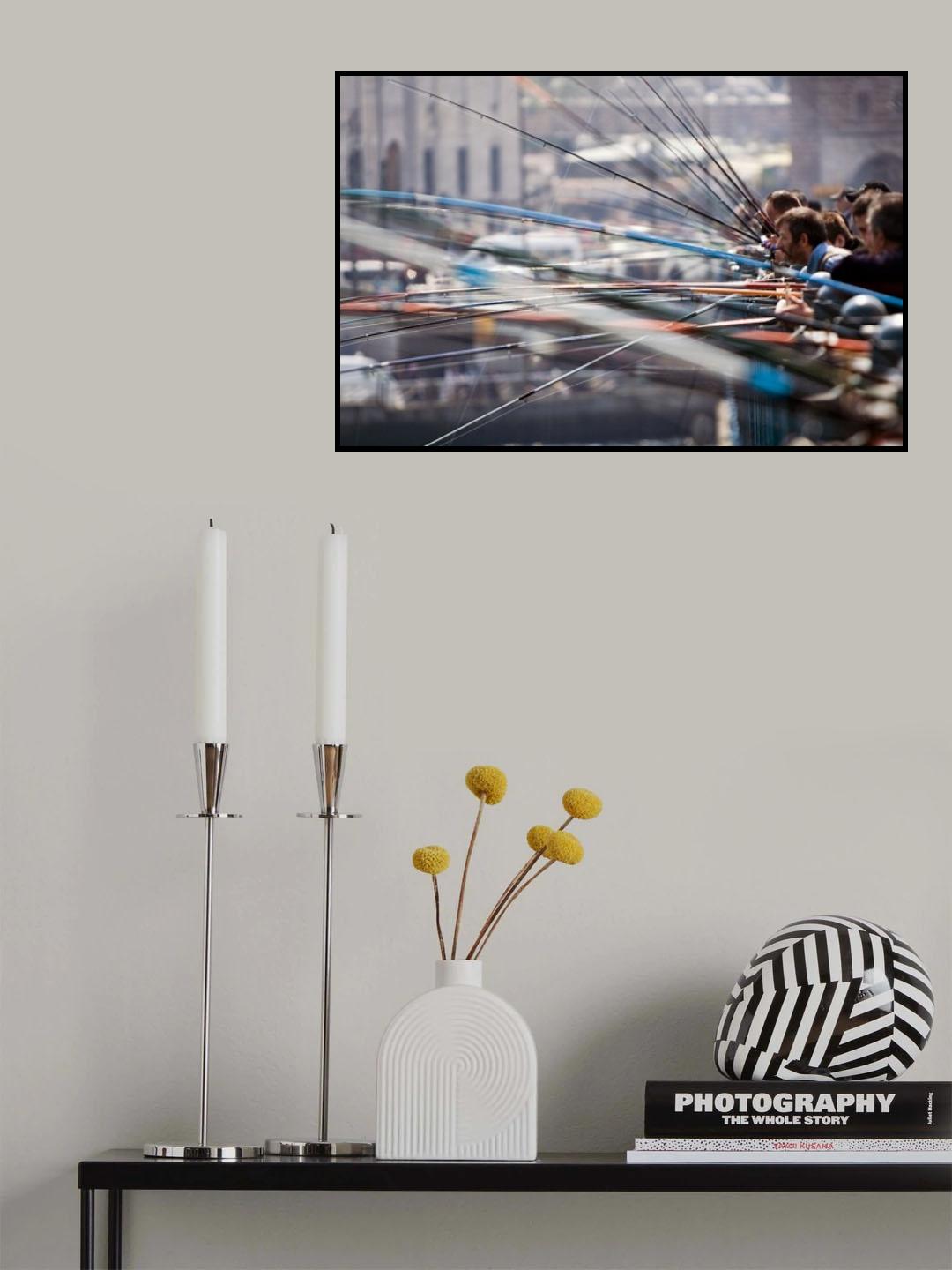 Fishermen on Galata Bridge Poster och Canvastavla