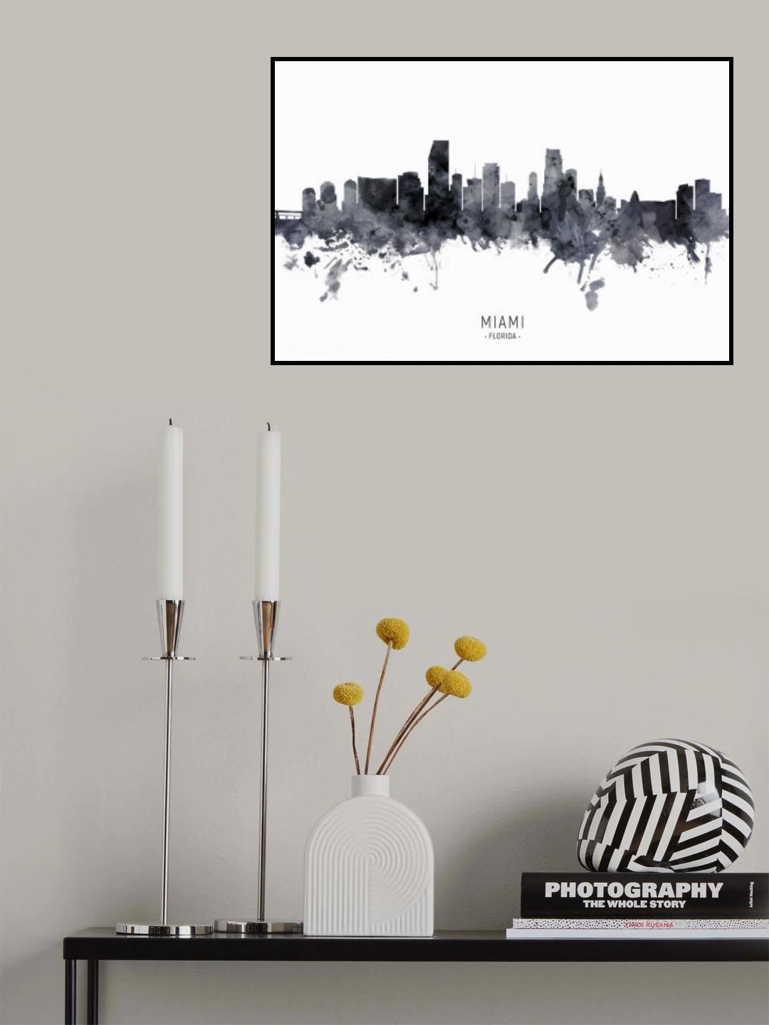 Miami Florida Skyline Poster och Canvastavla