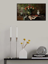 Still life with violin and flowers Poster och Canvastavla