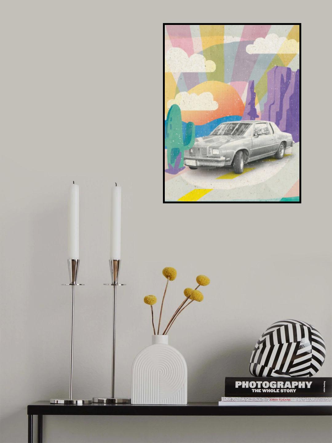 Vintage Car in the Desert Poster och Canvastavla