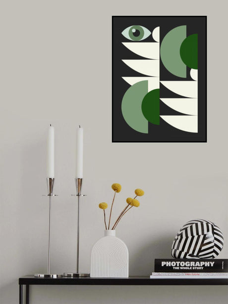 Mid Century Geometrical In Green Poster och Canvastavla