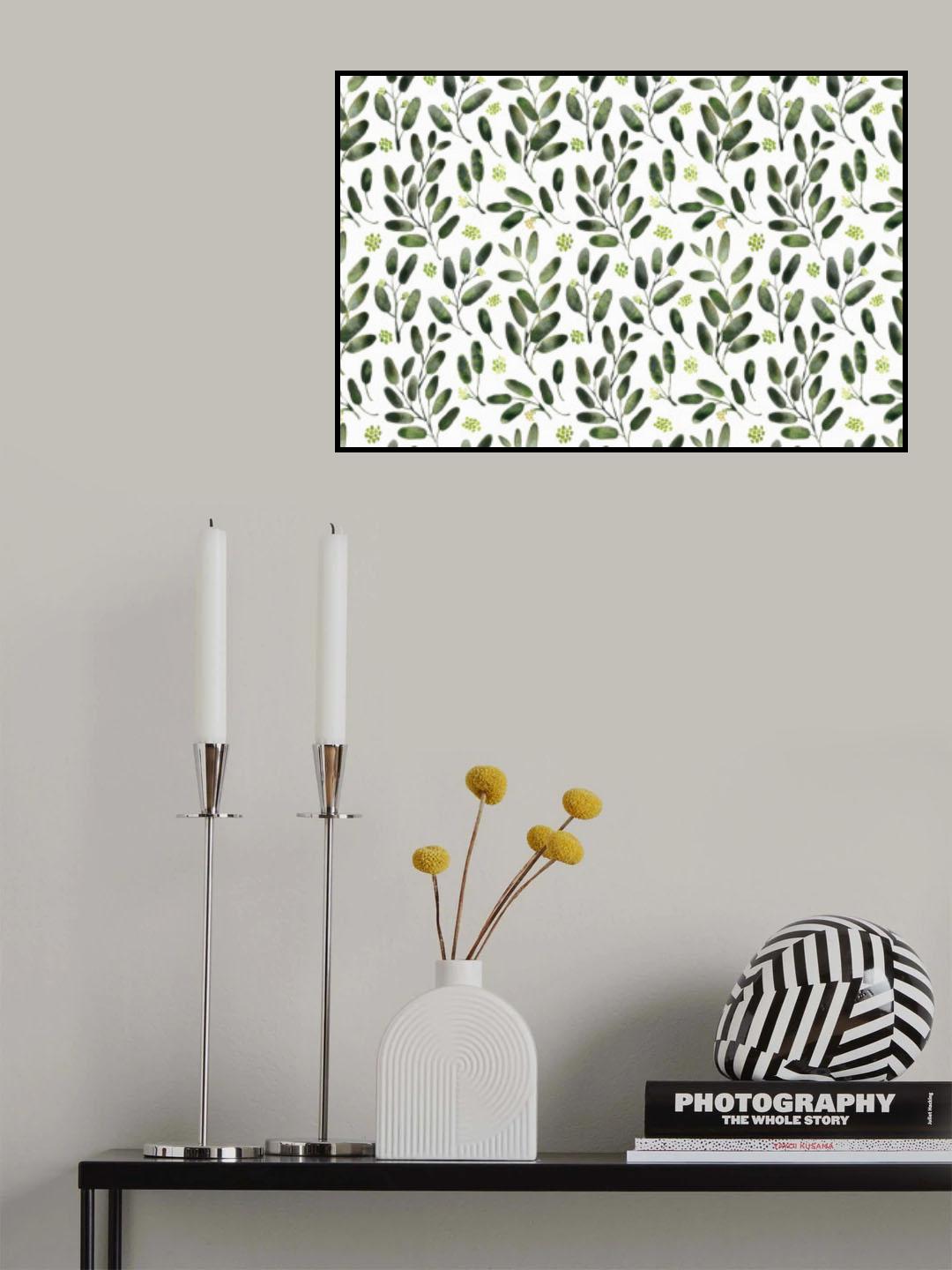 Lisa watercolor seeded eucalyptus pattern Poster och Canvastavla