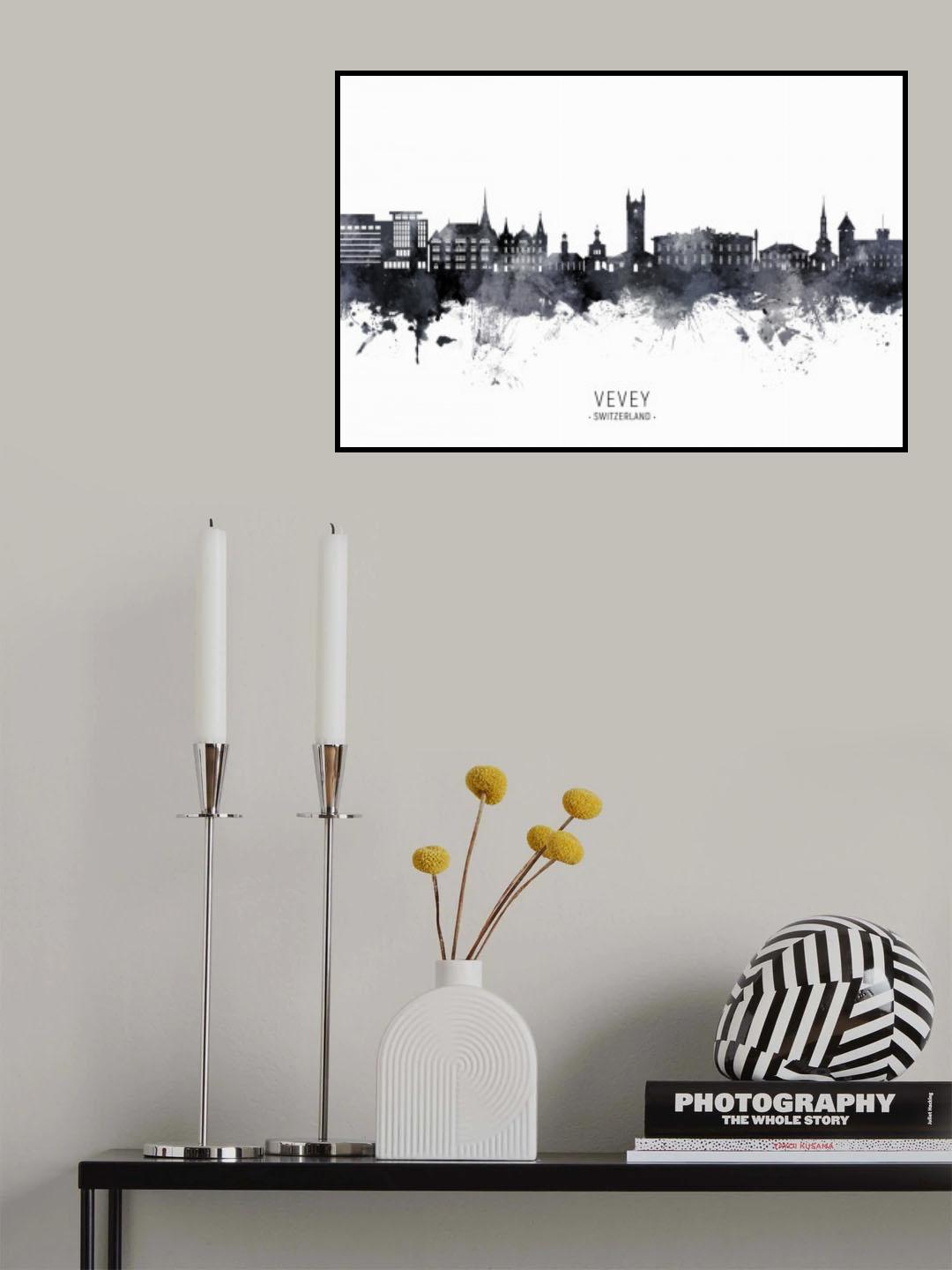 Vevey Switzerland Skyline Poster och Canvastavla