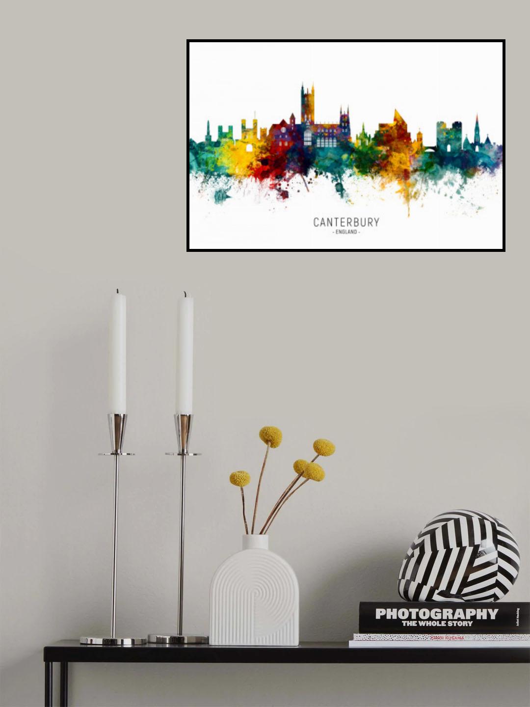 Canterbury England Skyline Poster och Canvastavla