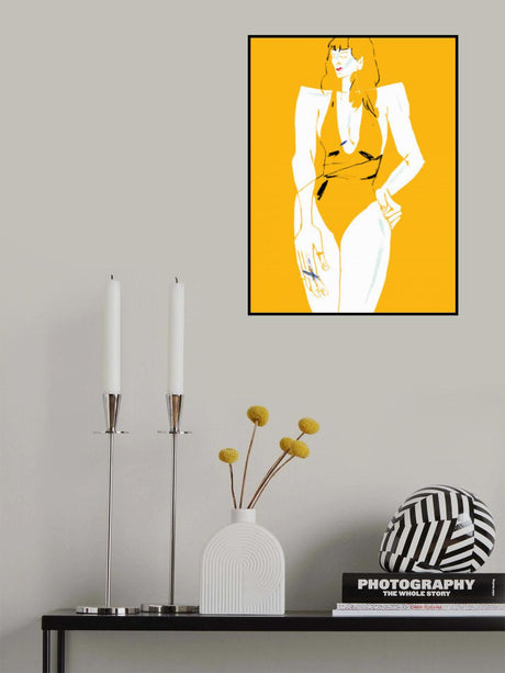 Girl in Bathing Suit Yellow Poster och Canvastavla