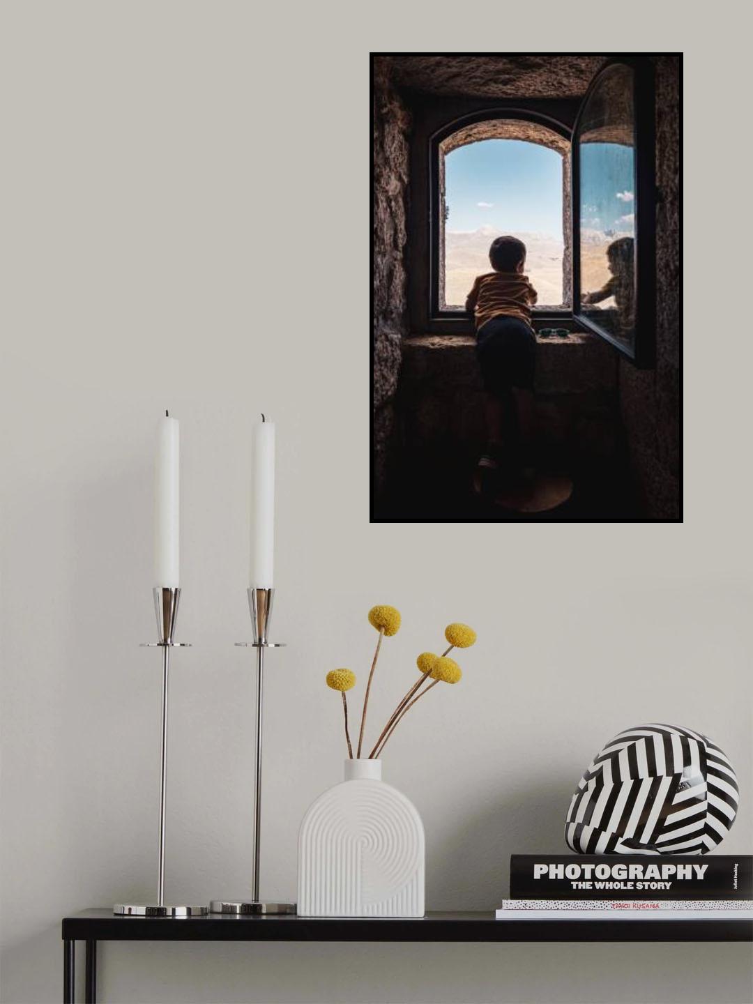 Little boy at the window Poster och Canvastavla