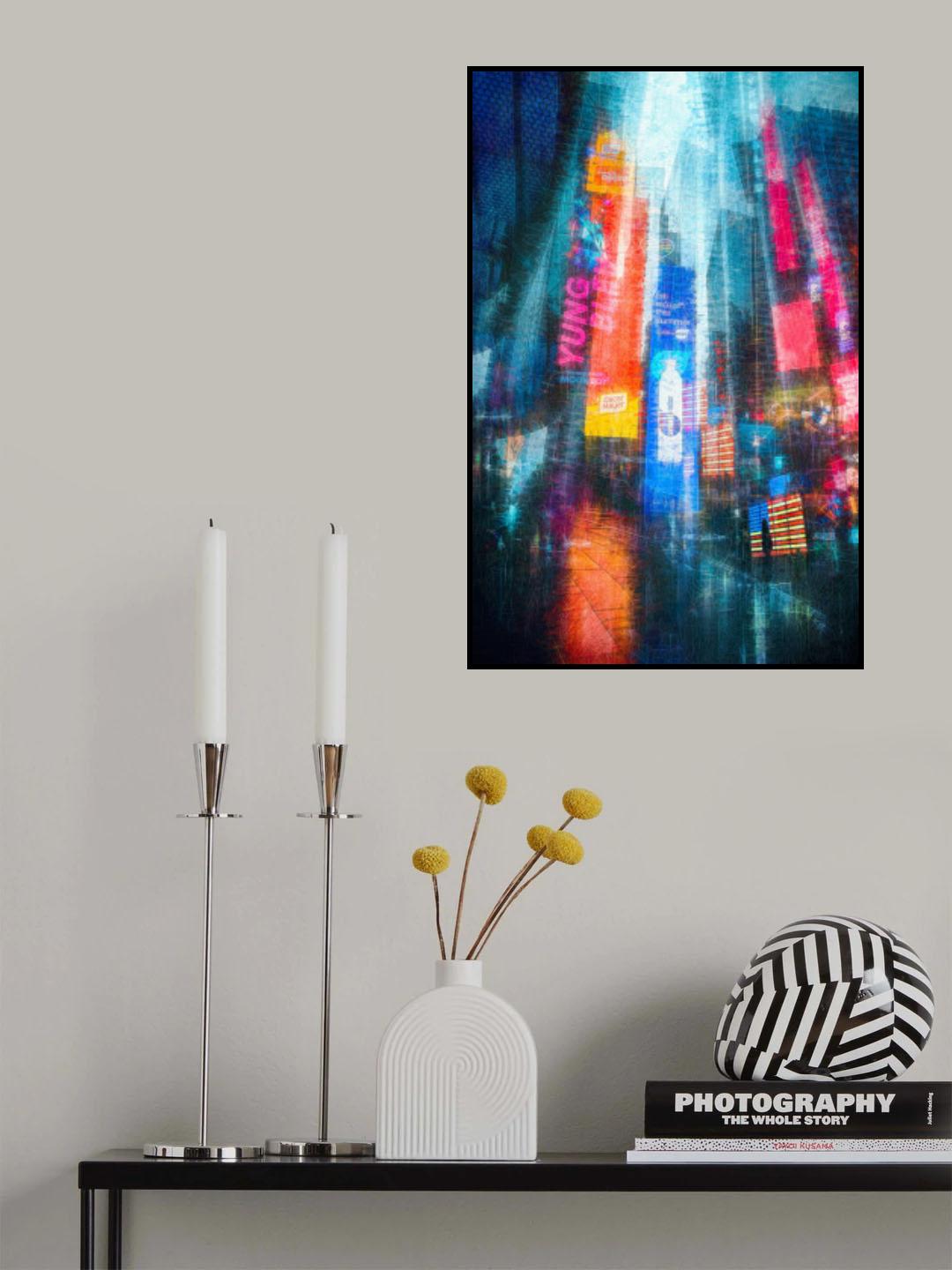 Time Square Impression in Rain Poster och Canvastavla