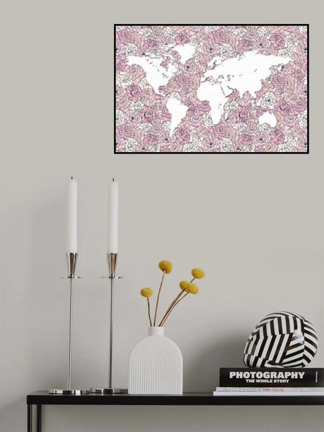 Pink Map Poster och Canvastavla
