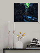 Kvernufoss at Night Poster och Canvastavla