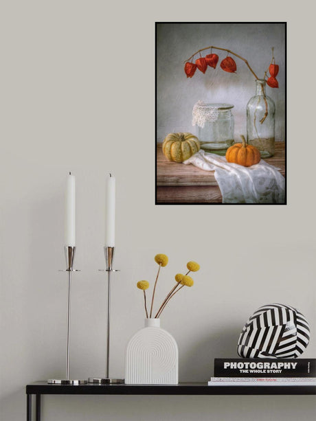 Still life with Physalis and Pumpkin Poster och Canvastavla