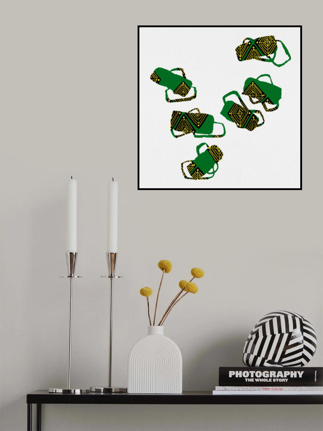 Tribal Abstract Shapes Green Poster och Canvastavla