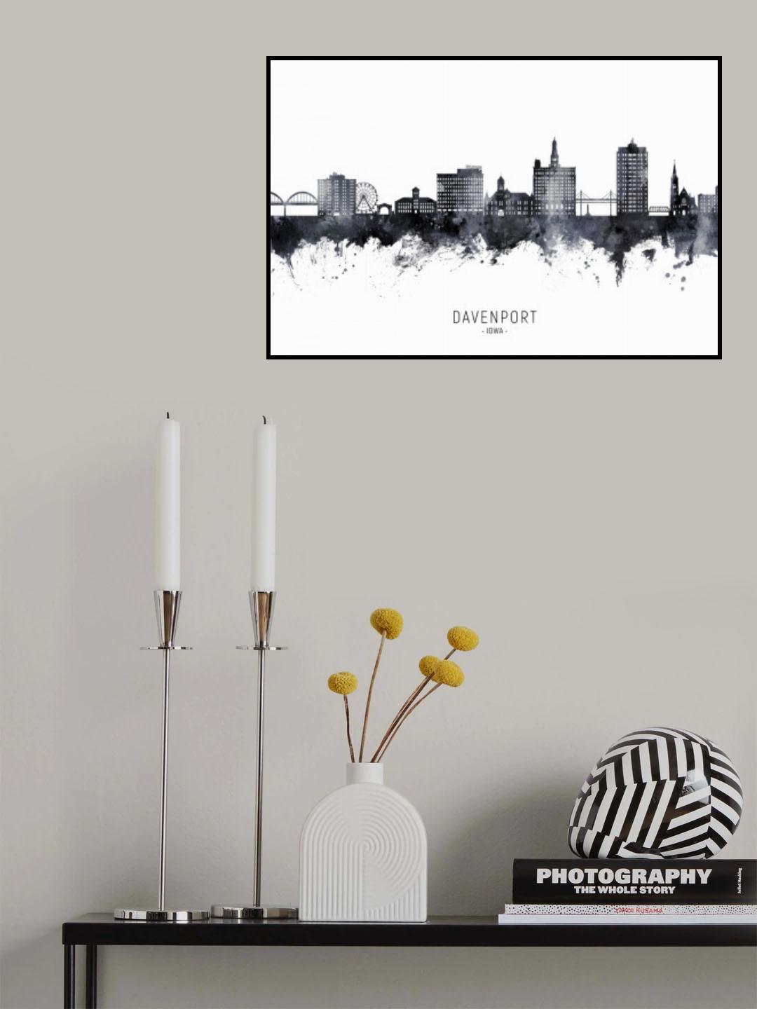 Davenport Iowa Skyline Poster och Canvastavla