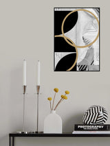 Black and White Stripes Gold Spheres No1 Poster och Canvastavla
