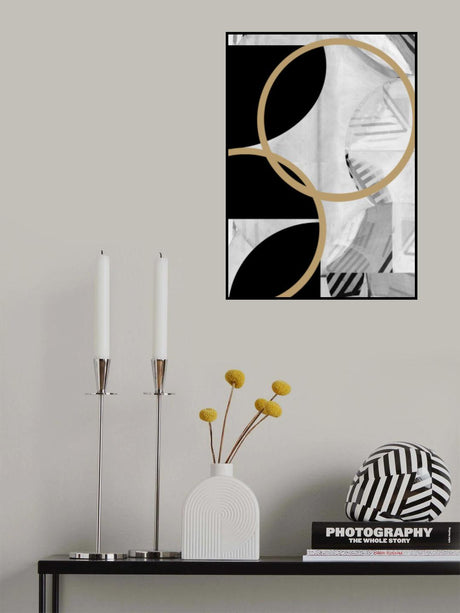 Black and White Stripes Gold Spheres No1 Poster och Canvastavla
