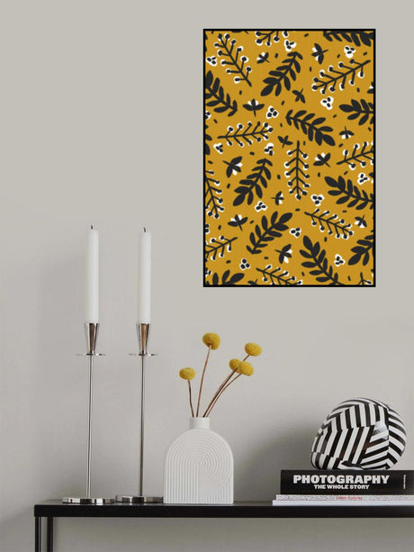 Branches And Berries (Yellow) Poster och Canvastavla