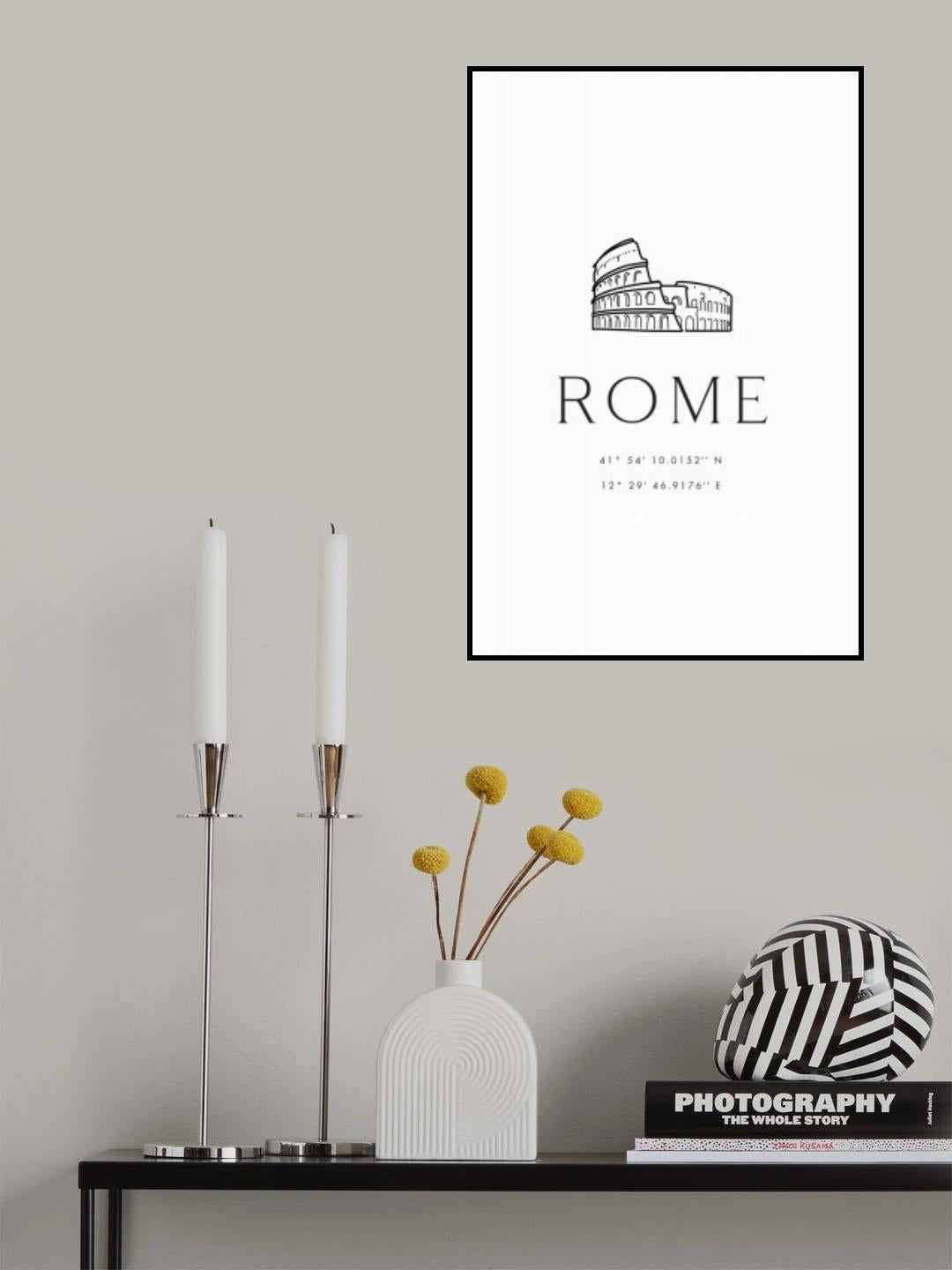 Rome coordinates with Colosseum sketch Poster och Canvastavla
