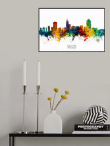 Raleigh North Carolina Skyline Poster och Canvastavla