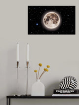 Glowing Emerald Moon With Starry Sky Poster och Canvastavla