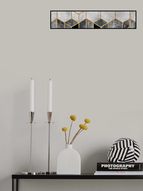 Charcoal Hexagons Poster och Canvastavla