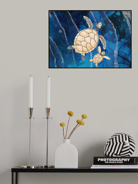 Landscape gold turtles ripples Poster och Canvastavla