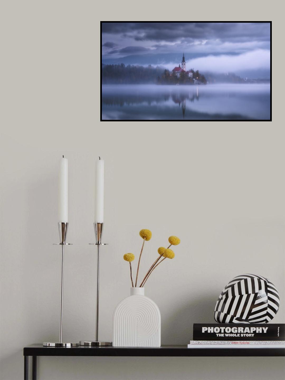 Fog and blue in the Bled lake 7R49904 Poster och Canvastavla