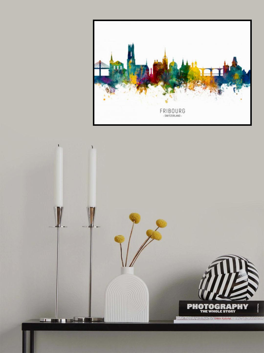 Fribourg Switzerland Skyline Poster och Canvastavla