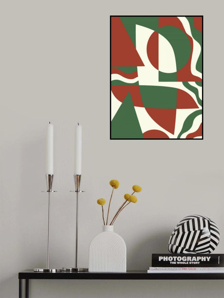 Geometrical Red and Green Poster och Canvastavla